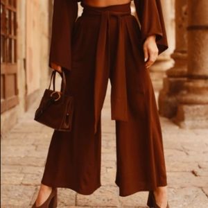 Audrey Leighton Vintage Palazzo Wrap Trousers (Brown)